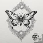 Astral moth glowing in cosmic void, tattoo sk… – tattoo sketch (№1752618020_0, 15.07.2025 22:20) — tattoovalue.net
