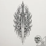 Crystal dagger bleeding light, artistic tatto… – tattoo sketch (№1752618439_0, 15.07.2025 22:27) — tattoovalue.net