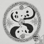 Panda bear balancing on a yin-yang symbol, in… – tattoo sketch (№1752618606_0, 15.07.2025 22:30) — tattoovalue.net