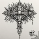 Pearl bracelet beneath iron roots, tattoo fla… – tattoo sketch (№1752618689_0, 15.07.2025 22:31) — tattoovalue.net