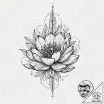 Glacial bloom crowned in stars, tattoo line a… – tattoo sketch (№1752619105_0, 15.07.2025 22:38) — tattoovalue.net