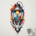Lantern held by skeletal hand, ink illustrati… – tattoo sketch (№1752619188_0, 15.07.2025 22:39) — tattoovalue.net