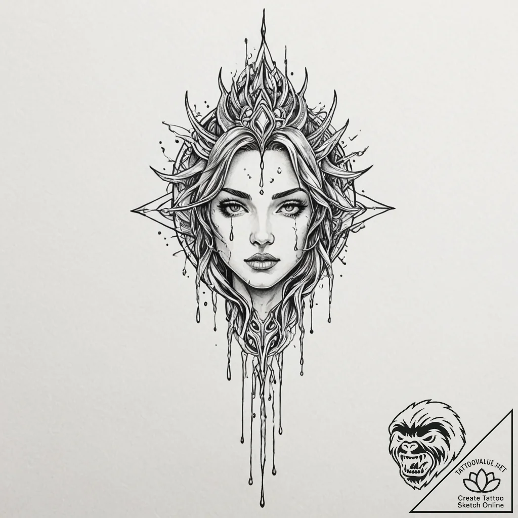 Ashen blade dripping cosmic ichor, concept ar... - tattoo sketch (№1752619606_0, 15.07.2025 22:46) — tattoovalue.net
