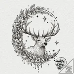 Ivory stag beneath crescent moon, tattoo draw… – tattoo sketch (№1752619690_0, 15.07.2025 22:48) — tattoovalue.net