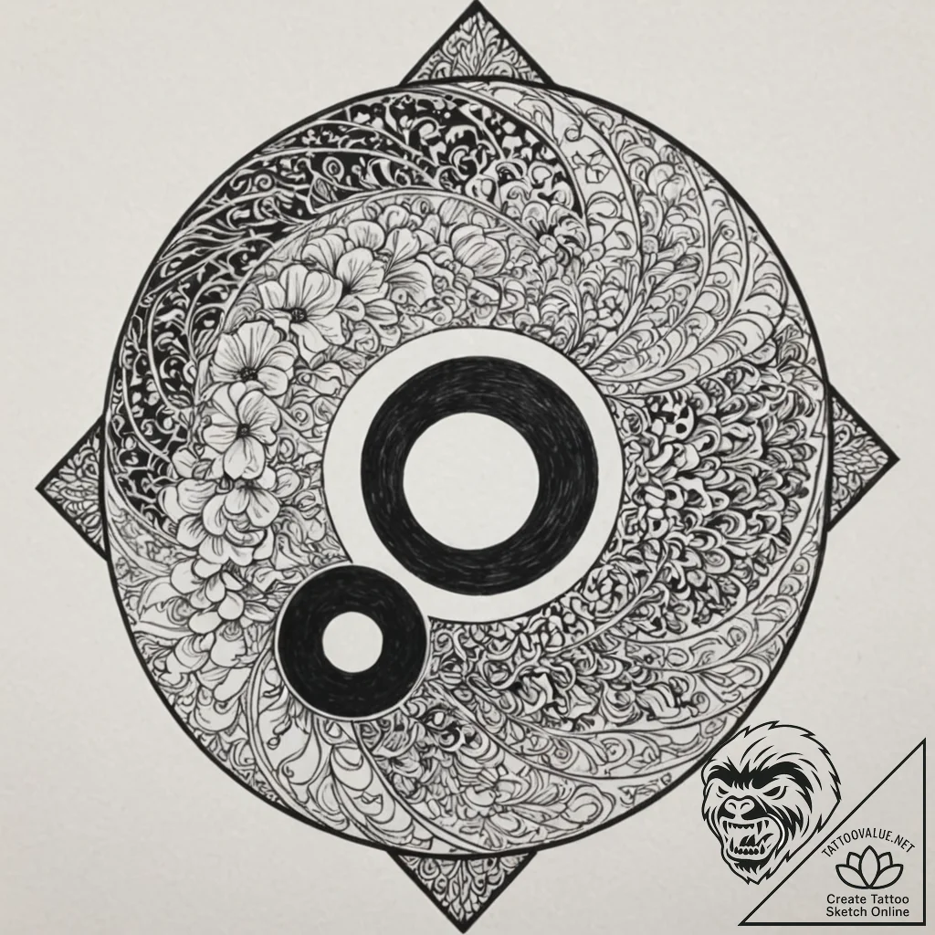Yin-yang, tattoo flash sheet design, stylized... - tattoo sketch (№1752620187_0, 15.07.2025 22:56) — tattoovalue.net