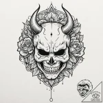 A japanese hannya mask, artistic tattoo sketc… – tattoo sketch (№1752620521_0, 15.07.2025 23:02) — tattoovalue.net