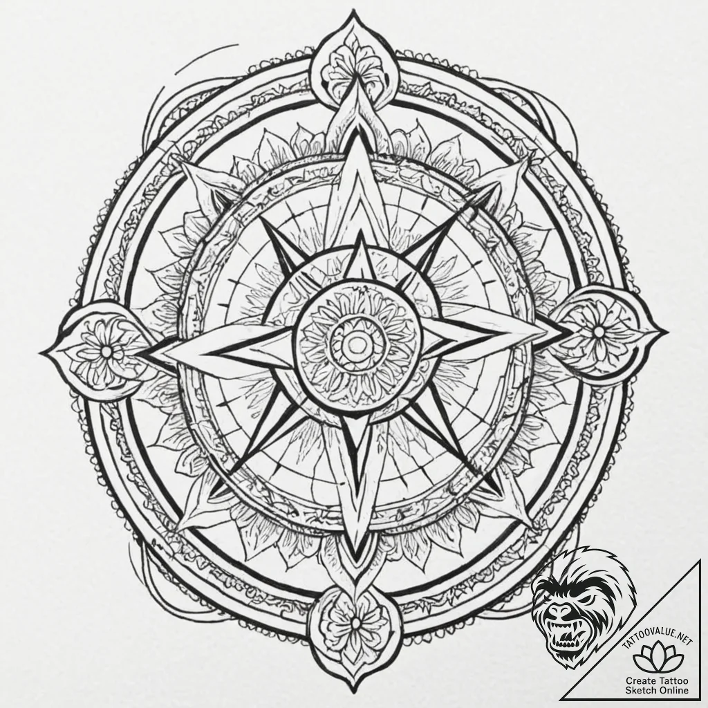 Treasure rune beneath celestial arch, tattoo... - tattoo sketch (№1752620854_0, 15.07.2025 23:07) — tattoovalue.net