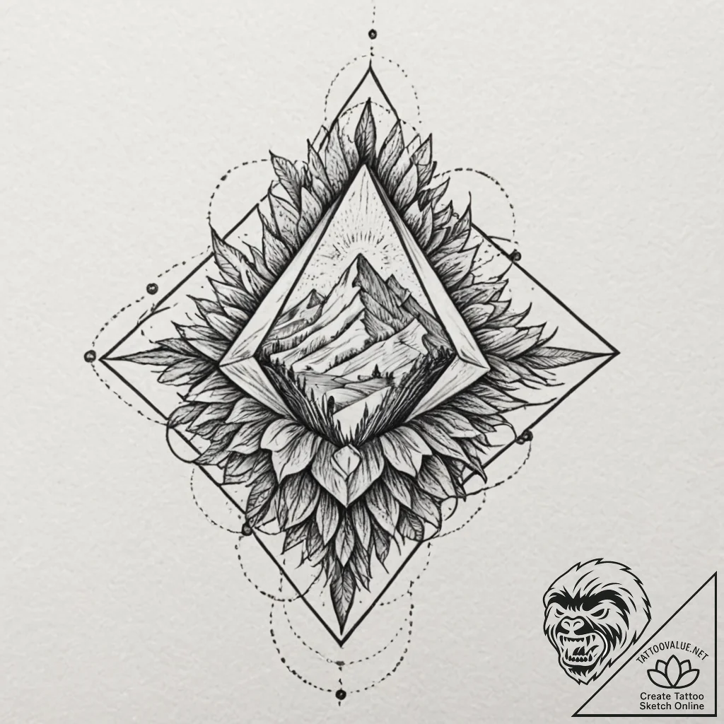 Quartz crystal with a flickering led embedded... - tattoo sketch (№1752621773_0, 15.07.2025 23:22) — tattoovalue.net