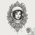 Astronaut melting into stars, tattoo sketch d… – tattoo sketch (№1752621940_0, 15.07.2025 23:25) — tattoovalue.net