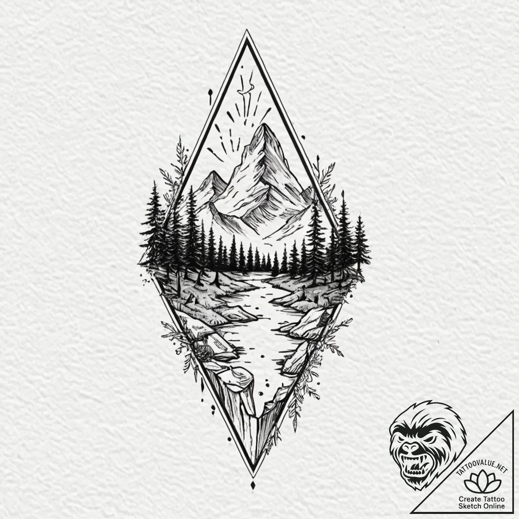Arrowhead cracked with moss, concept art for... - tattoo sketch (№1752622273_0, 15.07.2025 23:31) — tattoovalue.net