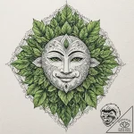 Mask of the green man, woven from leaves and… – tattoo sketch (№1752623275_0, 15.07.2025 23:47) — tattoovalue.net