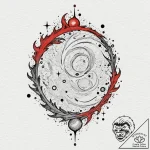 Opal dust swirling through cosmos, tattoo fla… – tattoo sketch (№1752623358_0, 15.07.2025 23:49) — tattoovalue.net