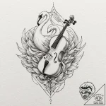 Viola instrument with f-holes shaped like gra… – tattoo sketch (№1752623441_0, 15.07.2025 23:50) — tattoovalue.net