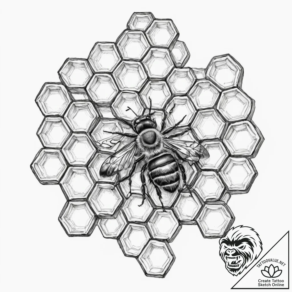 Honeycomb - tattoo sketch (№1752624276_0, 16.07.2025 00:04) — tattoovalue.net