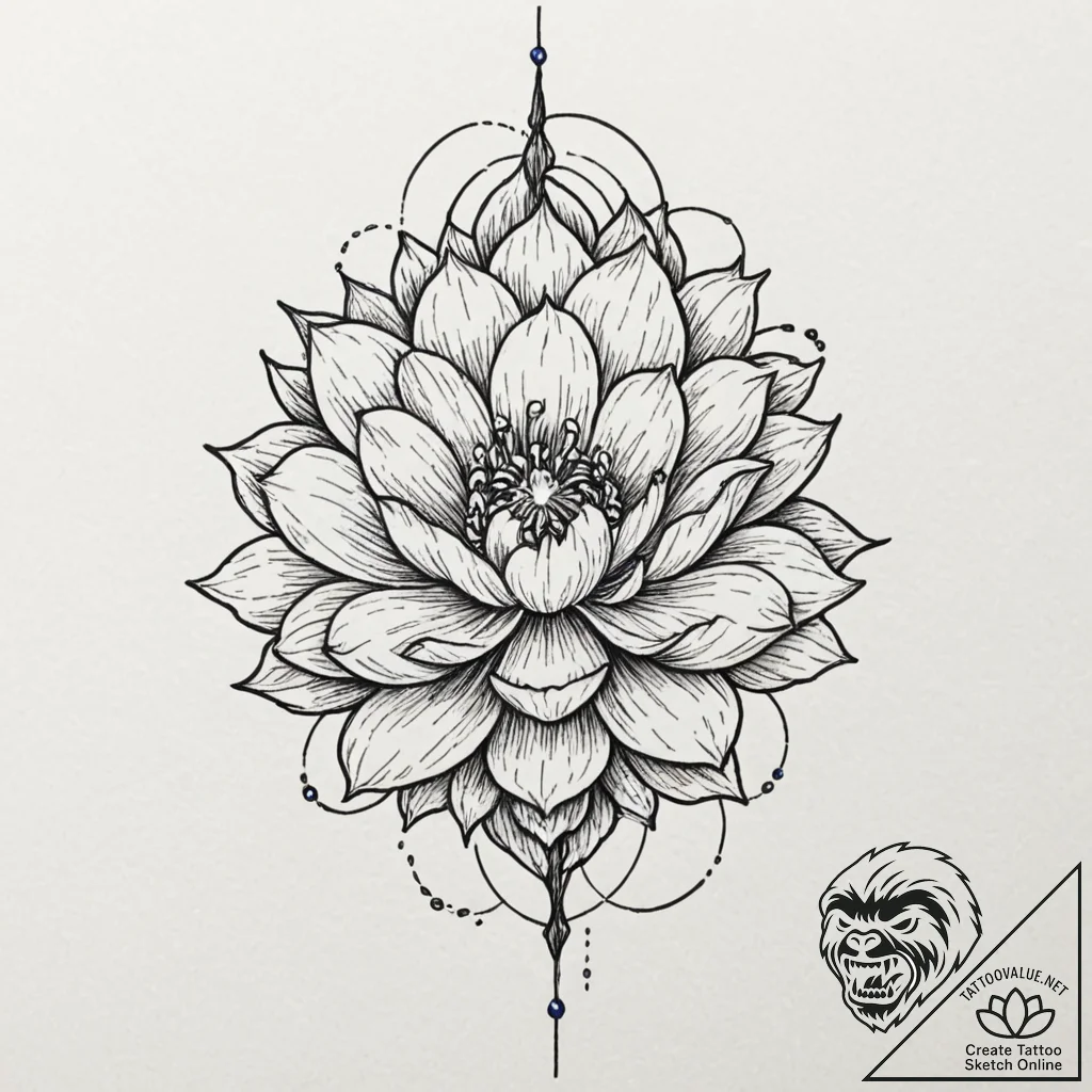Sapphire blade piercing frozen bloom, artisti... - tattoo sketch (№1752624357_0, 16.07.2025 00:05) — tattoovalue.net