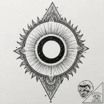 Solar eclipse with a diamond ring effect, tat… – tattoo sketch (№1752624441_0, 16.07.2025 00:07) — tattoovalue.net