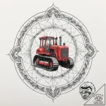 A powerful bulldozer track, heavy,, artistic… – tattoo sketch (№1752624526_0, 16.07.2025 00:08) — tattoovalue.net
