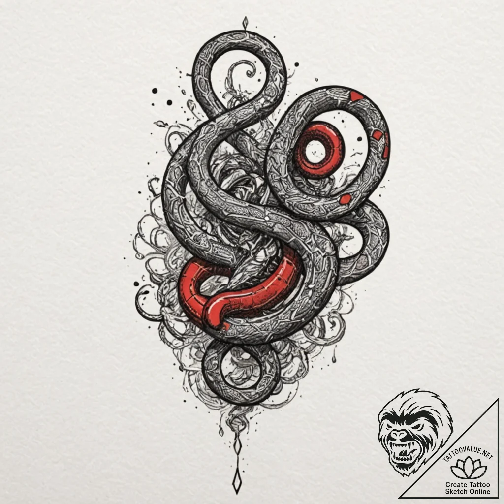 Serpent coils binding ancient blade, tattoo d... - tattoo sketch (№1752624693_0, 16.07.2025 00:11) — tattoovalue.net