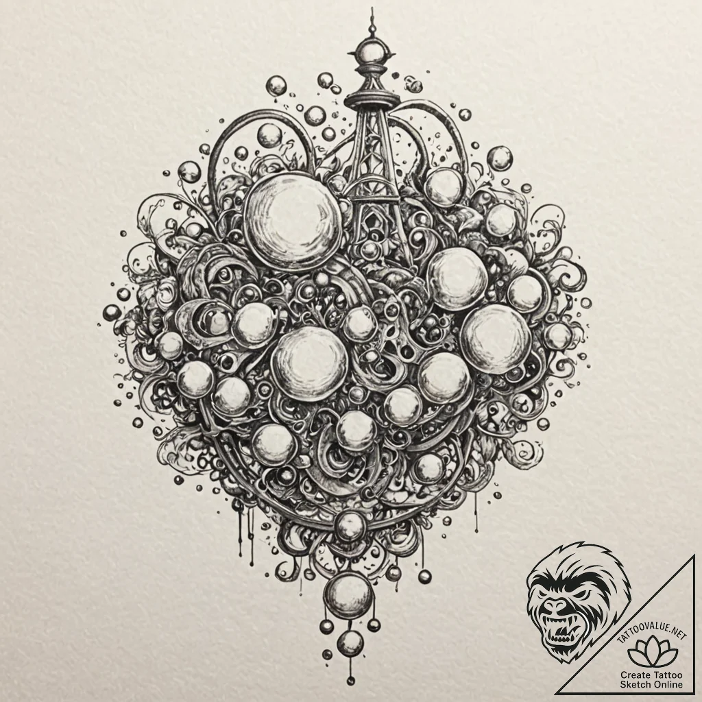 A whimsical bubble machine blowing bubbles, e... - tattoo sketch (№1752625110_0, 16.07.2025 00:18) — tattoovalue.net