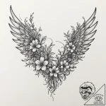 Unbound wings devouring celestial bloom, conc… – tattoo sketch (№1752625361_0, 16.07.2025 00:22) — tattoovalue.net