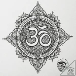 Om (symbol), tattoo sketch design, on a clean… – tattoo sketch (№1752625445_0, 16.07.2025 00:24) — tattoovalue.net