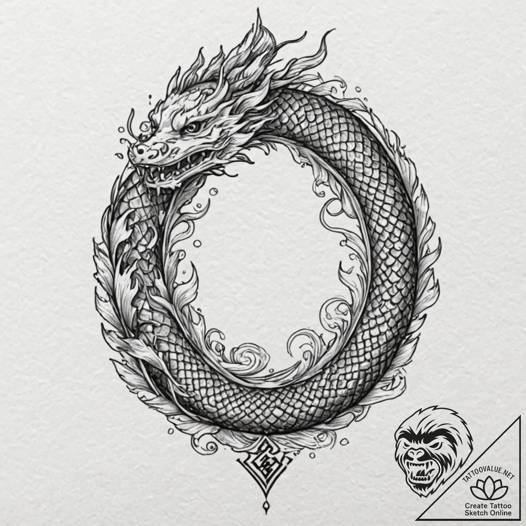Fountain of youth guarded by a stone serpent,... - tattoo sketch (№1752625611_0, 16.07.2025 00:26) — tattoovalue.net