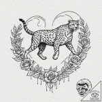 Angel cheetah sprinting through clouds, artis… – tattoo sketch (№1752625984_0, 16.07.2025 00:33) — tattoovalue.net