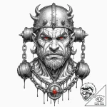 Orcish sentinel bound in chains, concept art… – tattoo sketch (№1752626139_0, 16.07.2025 00:35) — tattoovalue.net