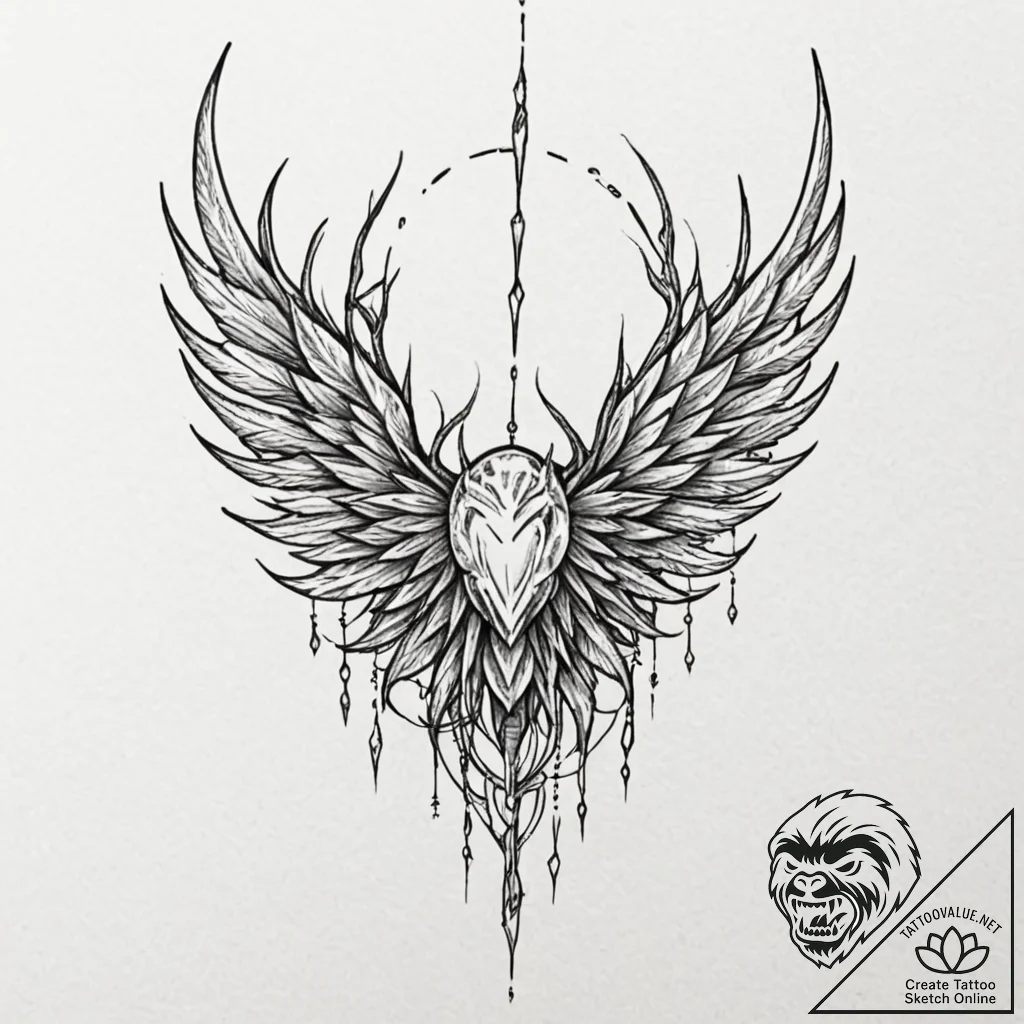 Frozen wings wrapped in thorns, tattoo sketch... - tattoo sketch (№1752627042_0, 16.07.2025 00:50) — tattoovalue.net