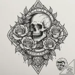 Kaiju rising from sunken ruins, tattoo flash… – tattoo sketch (№1752627126_0, 16.07.2025 00:52) — tattoovalue.net