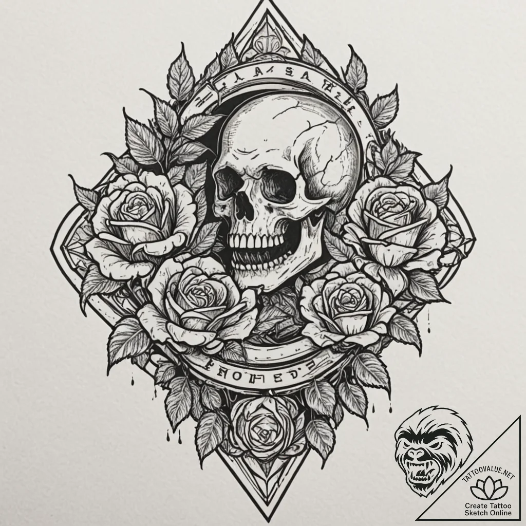 Kaiju rising from sunken ruins, tattoo flash... - tattoo sketch (№1752627126_0, 16.07.2025 00:52) — tattoovalue.net