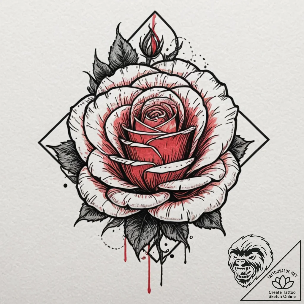 Apocalyptic rose encased in crystal, tattoo f... - tattoo sketch (№1752627294_0, 16.07.2025 00:54) — tattoovalue.net