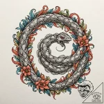 Pearl serpent coiling through coral, tattoo s… – tattoo sketch (№1752627796_0, 16.07.2025 01:03) — tattoovalue.net