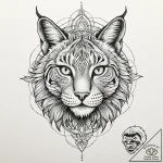 Lynx eyes reflecting void, tattoo drawing out… – tattoo sketch (№1752628298_0, 16.07.2025 01:11) — tattoovalue.net