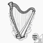 Harp with strings that are rays of moonlight,… – tattoo sketch (№1752628382_0, 16.07.2025 01:13) — tattoovalue.net