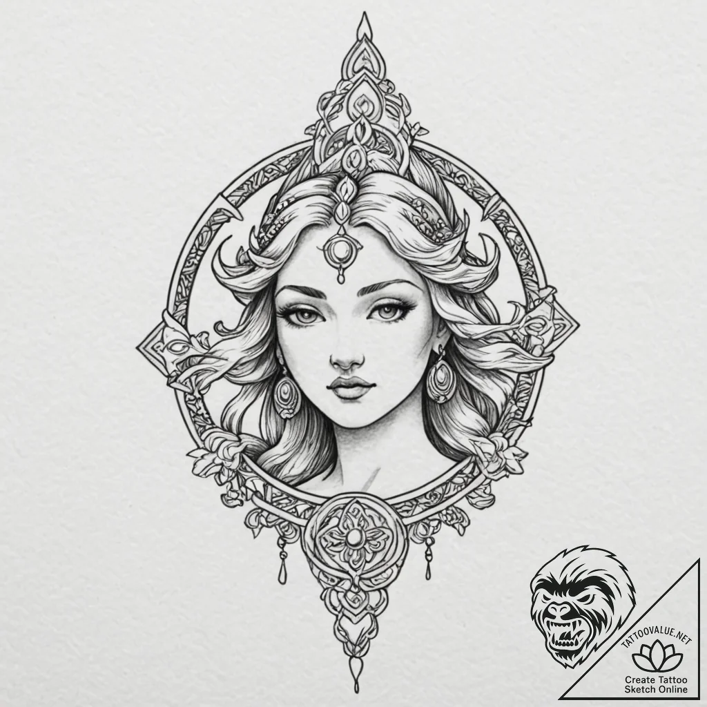 Fortune (goddess/symbol) - tattoo sketch (№1752628632_0, 16.07.2025 01:17) — tattoovalue.net