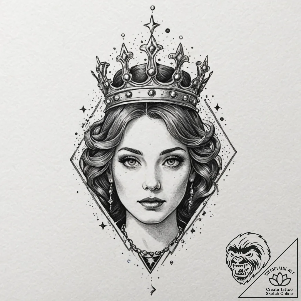 Fractured relic crowned in stars, artistic ta... - tattoo sketch (№1752628883_0, 16.07.2025 01:21) — tattoovalue.net