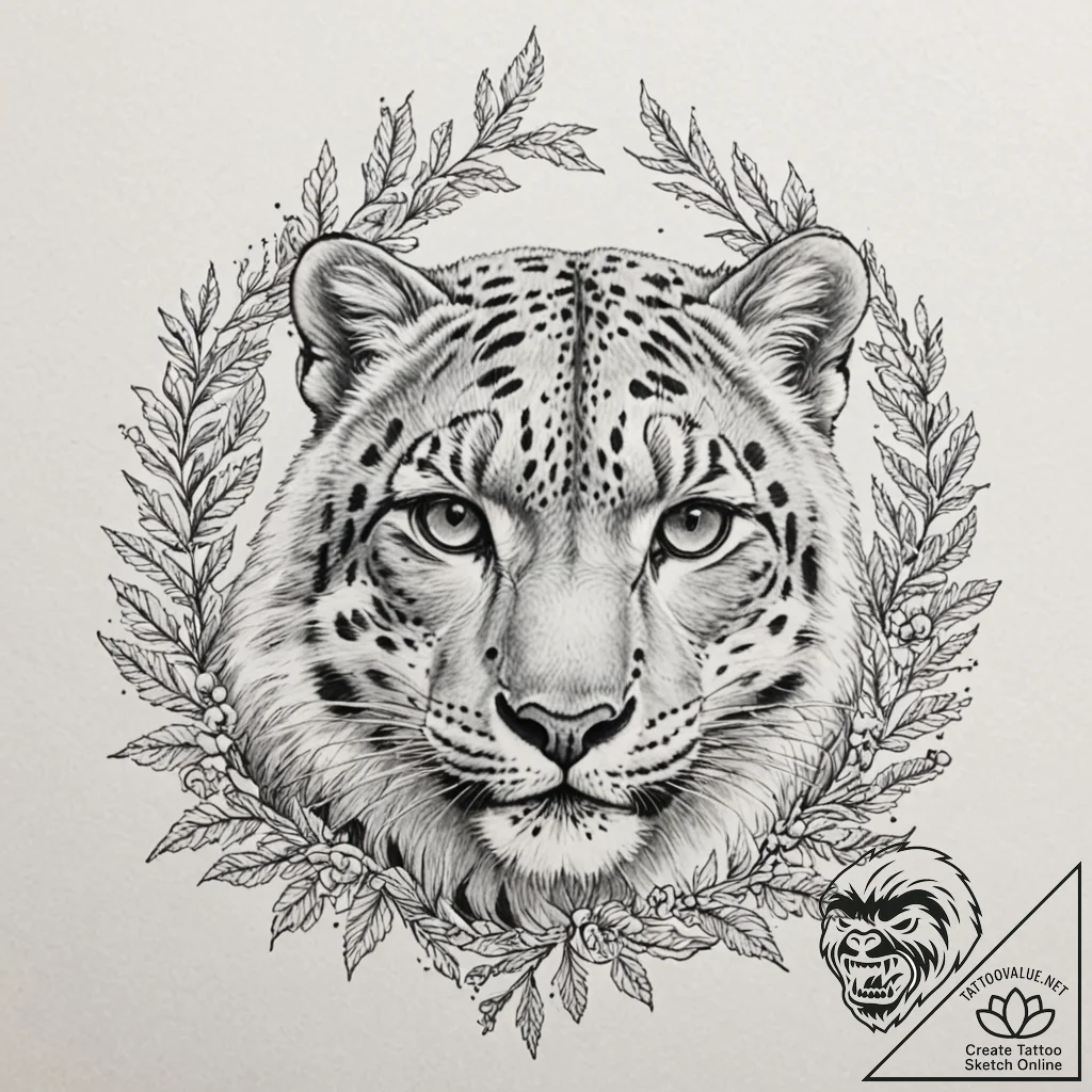 A snow leopard in the mountains (is there, bu... - tattoo sketch (№1752629053_0, 16.07.2025 01:24) — tattoovalue.net