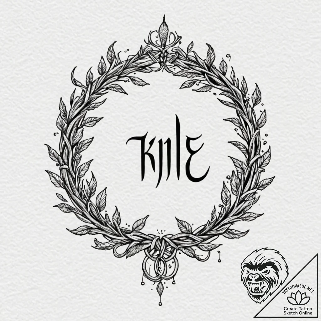 Thorn crown wrapped in glowing, runic vines,... - tattoo sketch (№1752629220_0, 16.07.2025 01:27) — tattoovalue.net