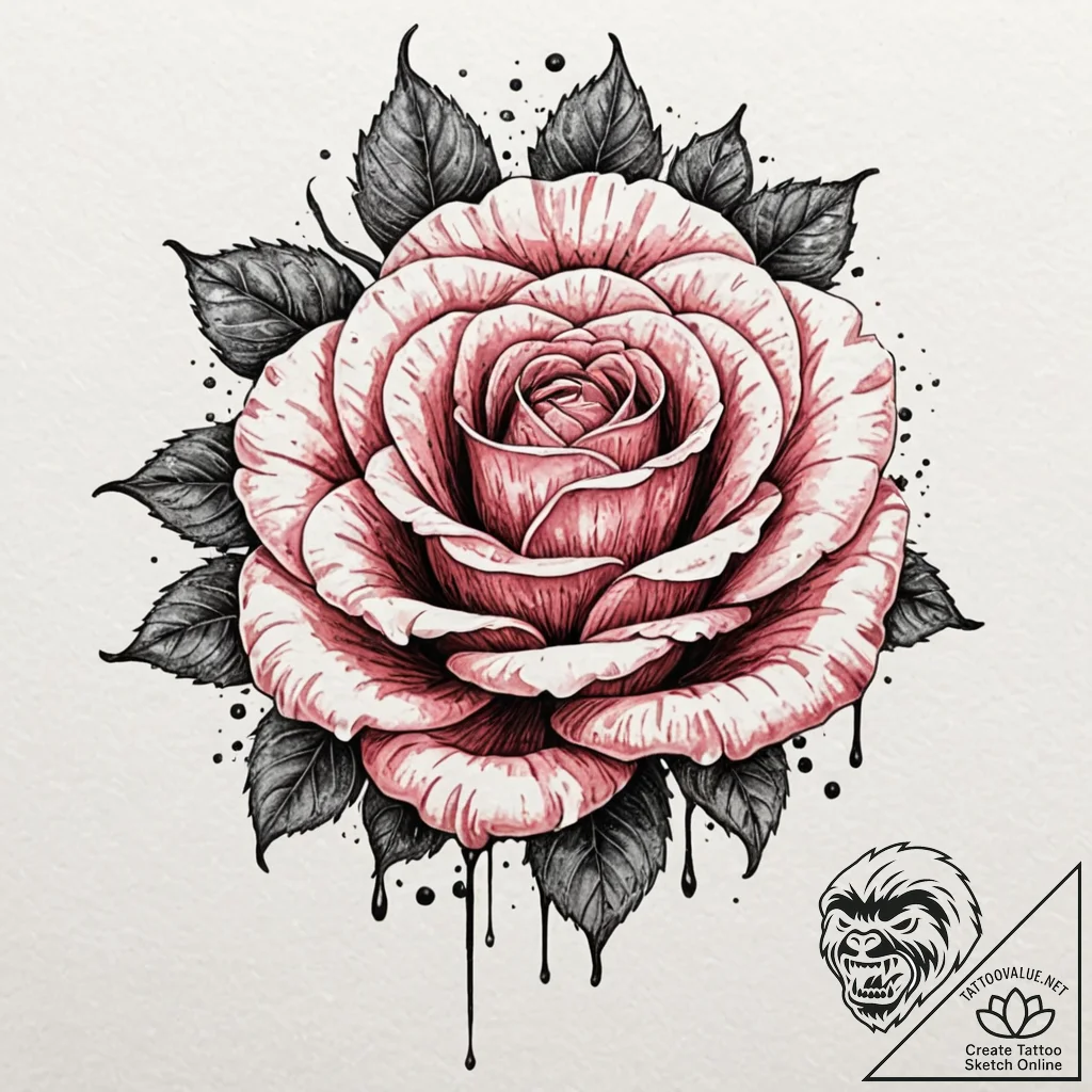 Ashen rose bleeding silver, artistic tattoo s... - tattoo sketch (№1752629658_0, 16.07.2025 01:34) — tattoovalue.net