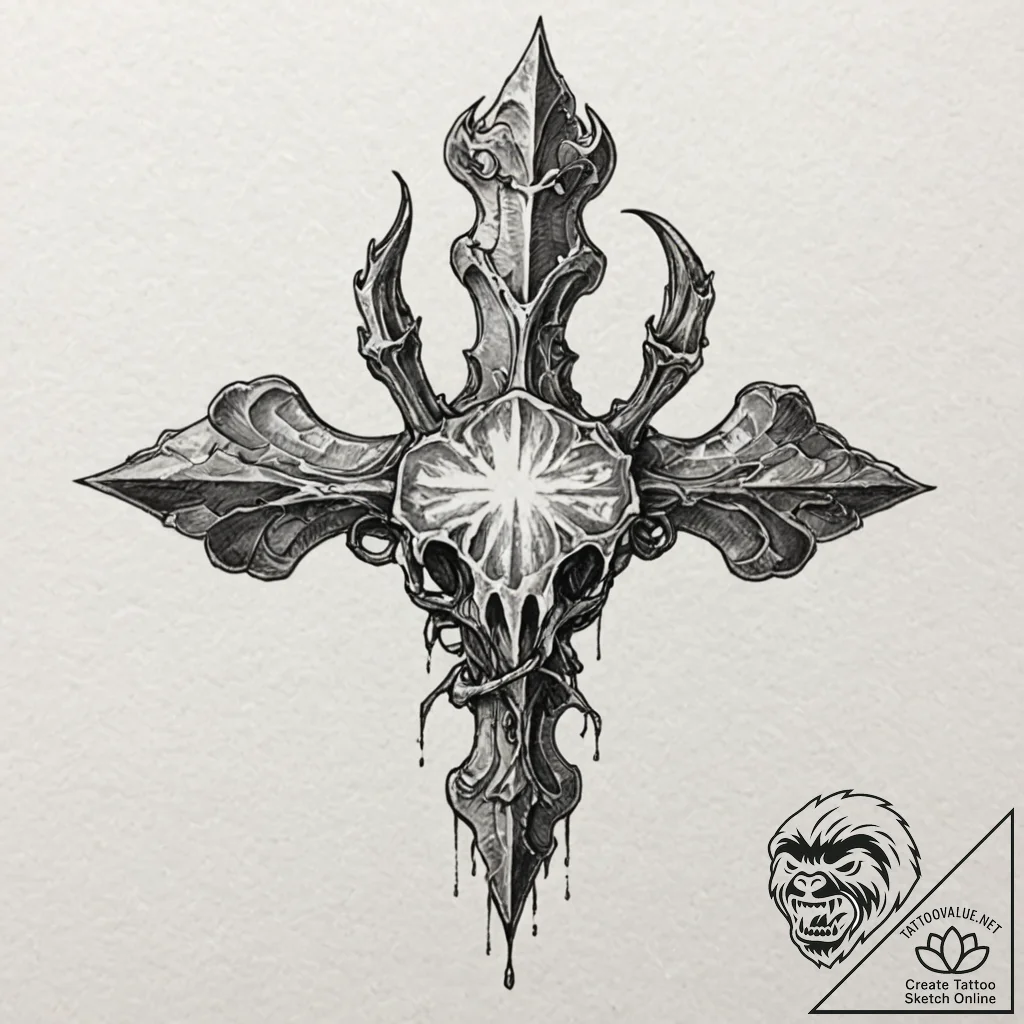 Opal gem trapped in bone claw, tattoo drawing... - tattoo sketch (№1752629734_0, 16.07.2025 01:35) — tattoovalue.net
