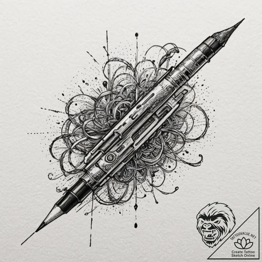 Cartridge, ink illustration for tattoo, on a... - tattoo sketch (№1752629973_0, 16.07.2025 01:39) — tattoovalue.net