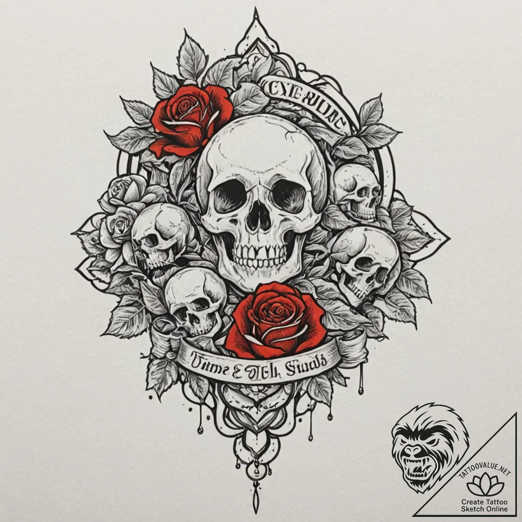 Crumbling banner fluttering in void, tattoo d... - tattoo sketch (№1752630727_0, 16.07.2025 01:52) — tattoovalue.net