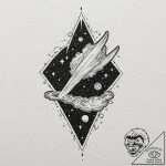 Comet, concept art for tattoo, black and grey… – tattoo sketch (№1752631478_0, 16.07.2025 02:04) — tattoovalue.net