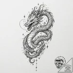 Astral dragon spiraling through stars, tattoo… – tattoo sketch (№1752631562_0, 16.07.2025 02:06) — tattoovalue.net