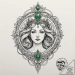 Jade relic crowned with stars, artistic tatto… – tattoo sketch (№1752631897_0, 16.07.2025 02:11) — tattoovalue.net