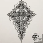 Fallen dagger through frozen relic, tattoo dr… – tattoo sketch (№1752632396_0, 16.07.2025 02:19) — tattoovalue.net