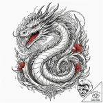 Ice dragon frozen in a glacier, artistic tatt… – tattoo sketch (№1752632647_0, 16.07.2025 02:24) — tattoovalue.net