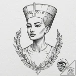 Nefertiti’s bust, cracked and overgrown with… – tattoo sketch (№1752632731_0, 16.07.2025 02:25) — tattoovalue.net