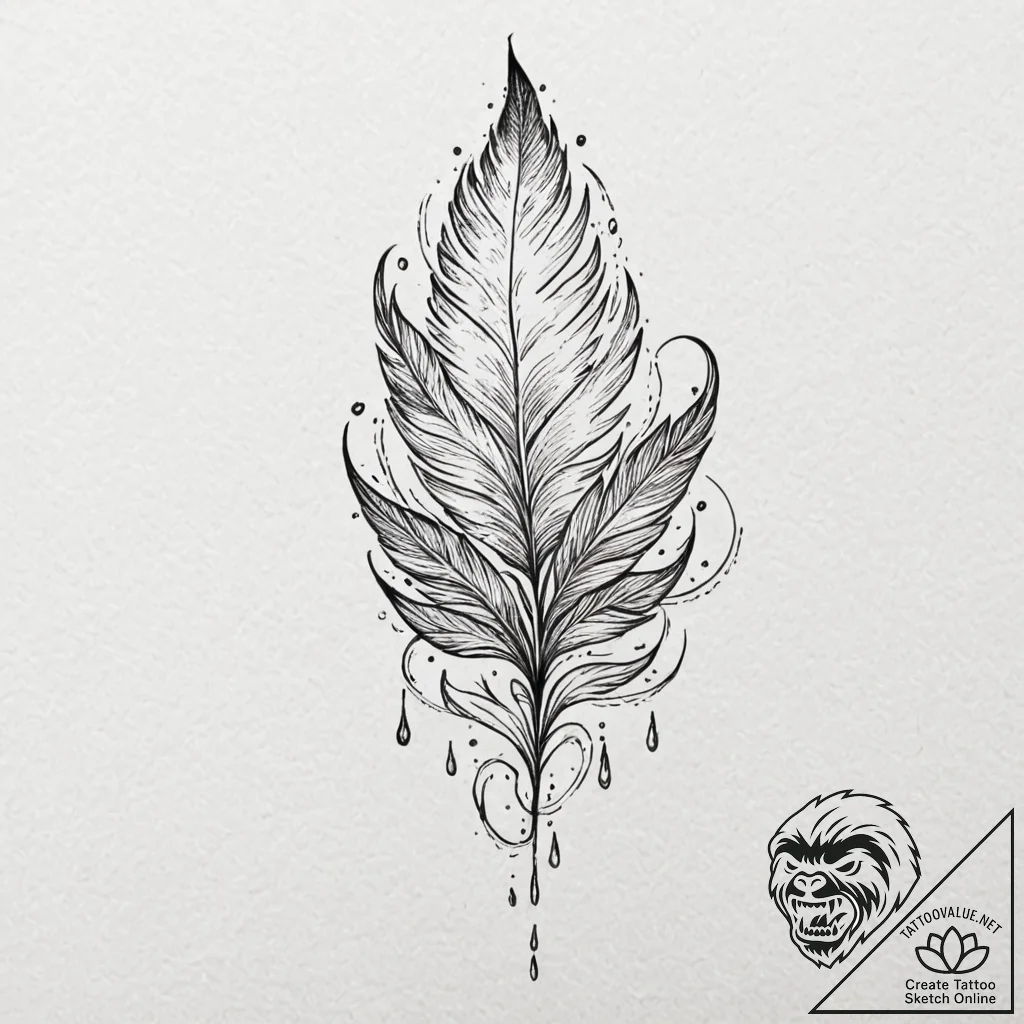 Quill dripping spectral ink, artistic tattoo... - tattoo sketch (№1752632981_0, 16.07.2025 02:29) — tattoovalue.net
